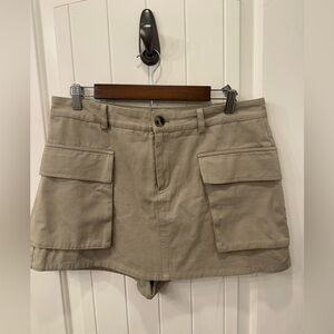 Elodie Khaki Cargo Mini Skort Size L Utility Pockets